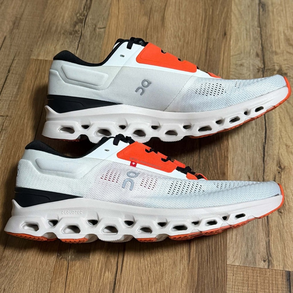 On Cloudstratus Mens Running Shoes White Orange Black 3MD30111148 US 9.5 - Picture 6 of 9